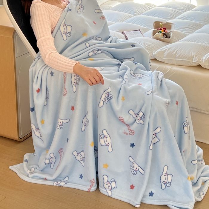 91家纺网 家纺一手货源 找家纺 妖妖家纺 2025新款正版三丽鸥双面印花牛奶绒多功能四季款毛毯空调毯 星星玉桂狗