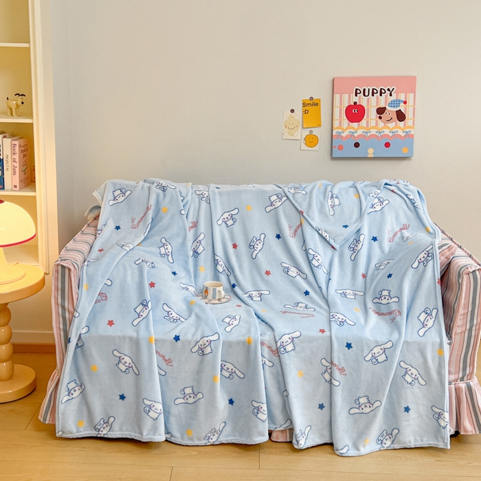 91家纺网 家纺一手货源 找家纺 妖妖家纺 2025新款正版三丽鸥双面印花牛奶绒多功能四季款毛毯空调毯 星星玉桂狗