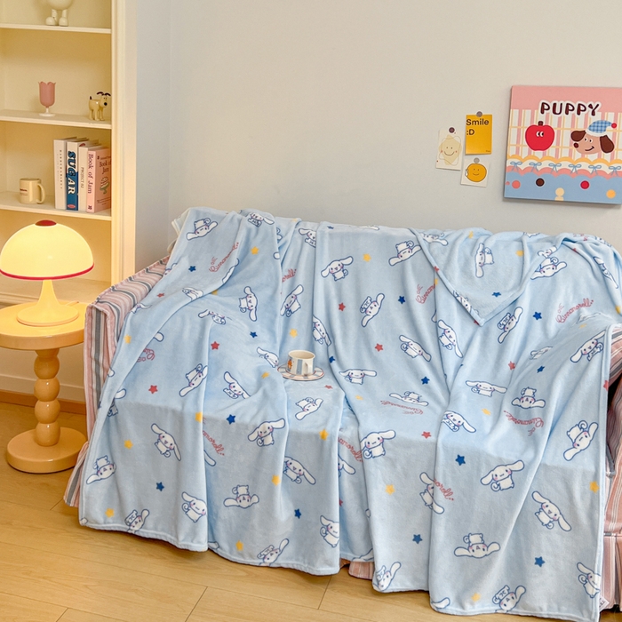 91家纺网 家纺一手货源 找家纺 妖妖家纺 2025新款正版三丽鸥双面印花牛奶绒多功能四季款毛毯空调毯 星星玉桂狗