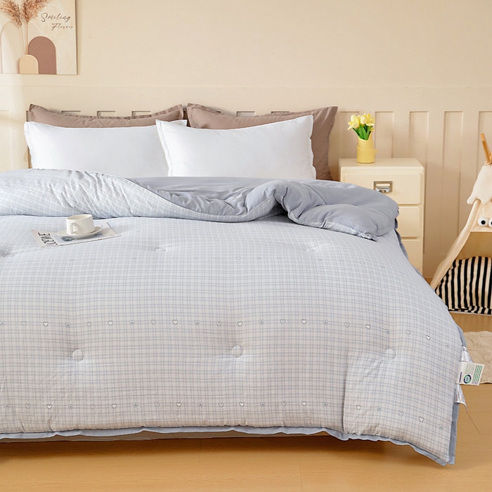 91家纺网 家纺一手货源 找家纺 亿莱鑫 2025新款水洗贝贝棉养肤被子被芯春秋被冬被 爱心点点