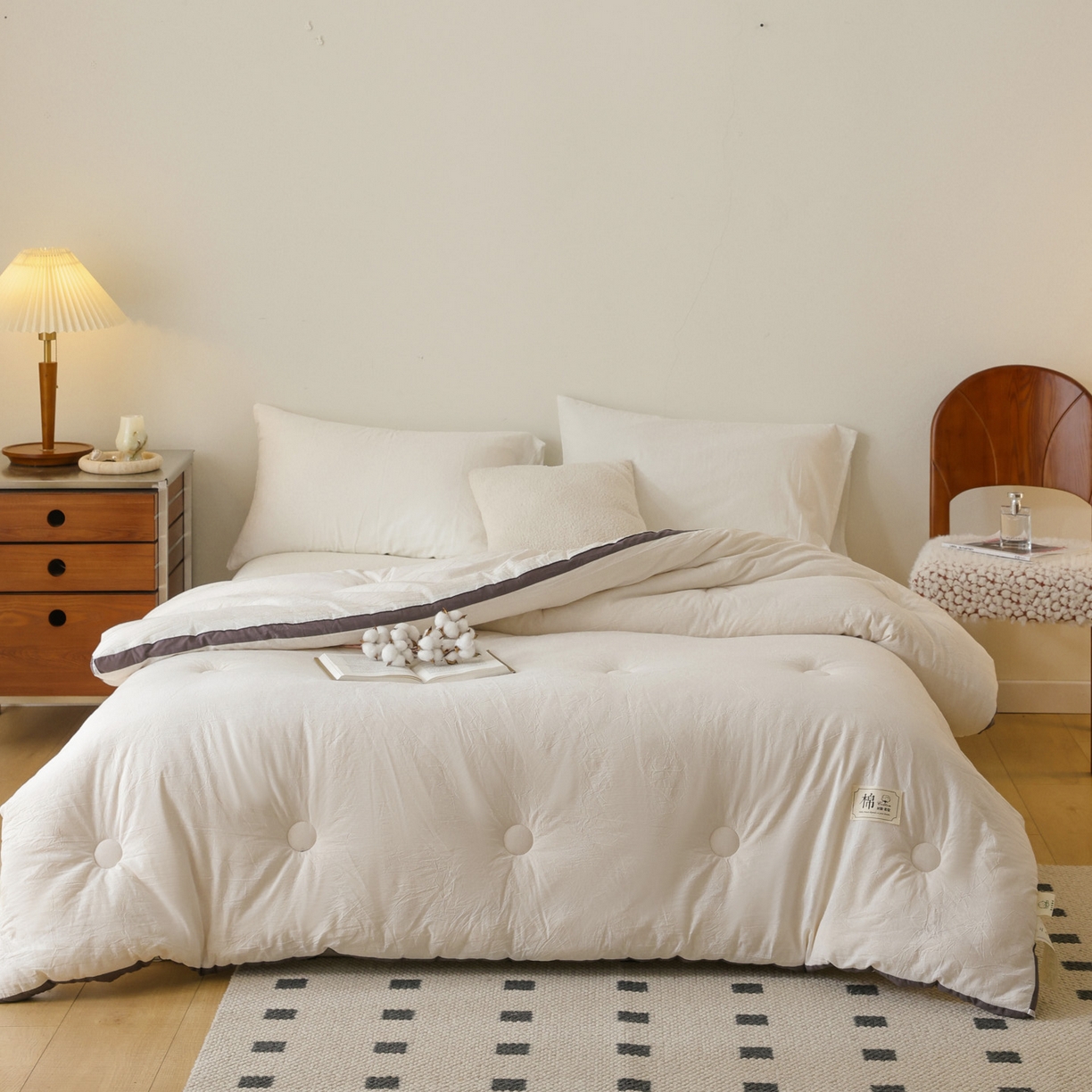 91家纺网 家纺一手货源 找家纺 雯雨家纺 2025新款100%里外全棉纯棉新疆棉花被冬被被子被芯 全棉棉花被-本白