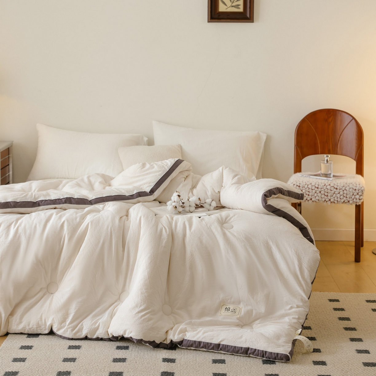 91家纺网 家纺一手货源 找家纺 雯雨家纺 2025新款100%里外全棉纯棉新疆棉花被冬被被子被芯 全棉棉花被-本白