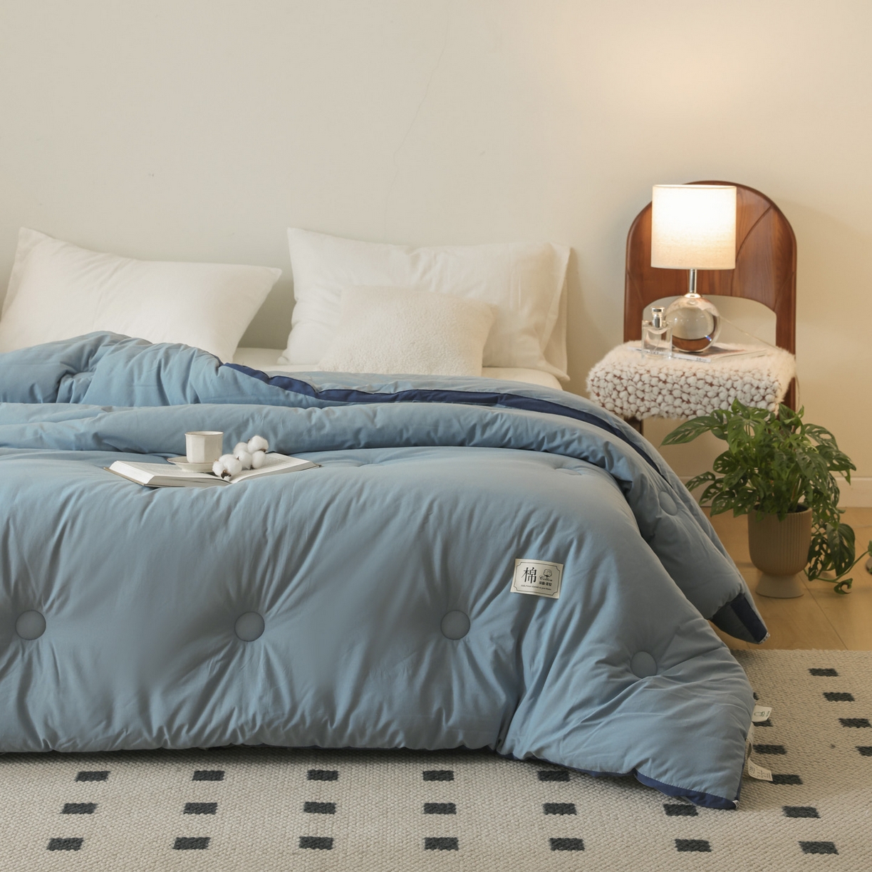 91家纺网 家纺一手货源 找家纺 雯雨家纺 2025新款100%里外全棉纯棉新疆棉花被冬被被子被芯 全棉棉花被-绅士蓝
