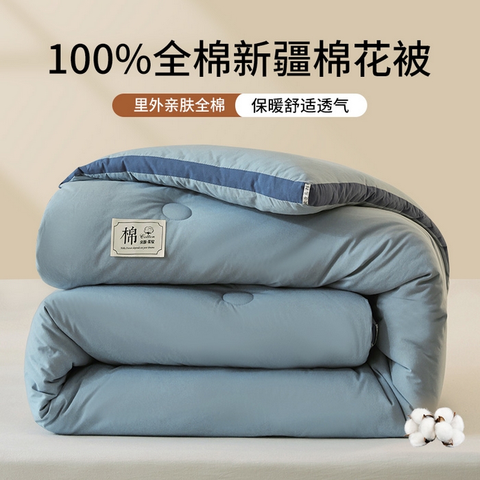 91家纺网 家纺一手货源 找家纺 雯雨家纺 2025新款100%里外全棉纯棉新疆棉花被冬被被子被芯 全棉棉花被-绅士蓝