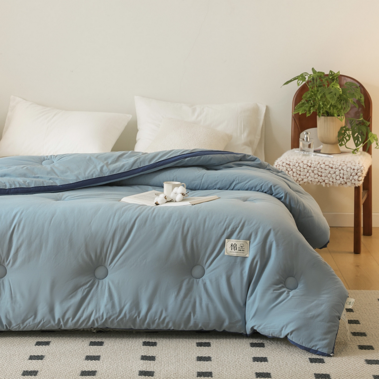 91家纺网 家纺一手货源 找家纺 雯雨家纺 2025新款100%里外全棉纯棉新疆棉花被冬被被子被芯 全棉棉花被-绅士蓝