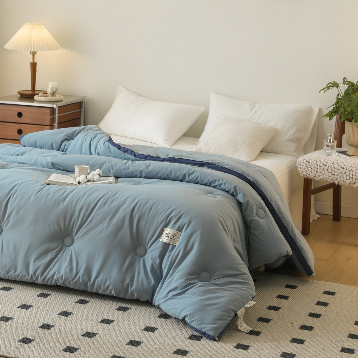 91家纺网 家纺一手货源 找家纺 雯雨家纺 2025新款100%里外全棉纯棉新疆棉花被冬被被子被芯 全棉棉花被-绅士蓝