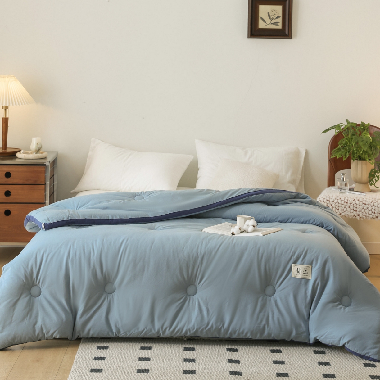 91家纺网 家纺一手货源 找家纺 雯雨家纺 2025新款100%里外全棉纯棉新疆棉花被冬被被子被芯 全棉棉花被-绅士蓝