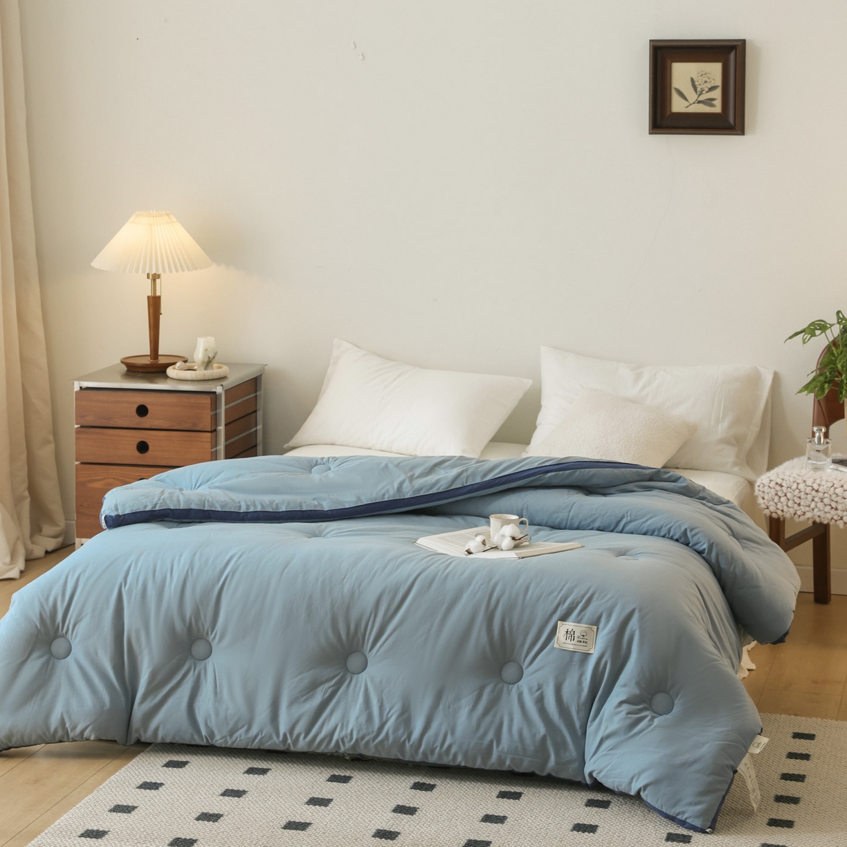 91家纺网 家纺一手货源 找家纺 雯雨家纺 2025新款100%里外全棉纯棉新疆棉花被冬被被子被芯 全棉棉花被-绅士蓝