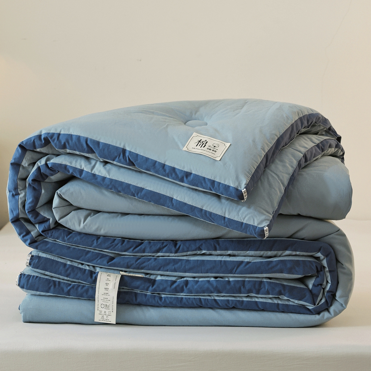 91家纺网 家纺一手货源 找家纺 雯雨家纺 2025新款100%里外全棉纯棉新疆棉花被冬被被子被芯 全棉棉花被-绅士蓝