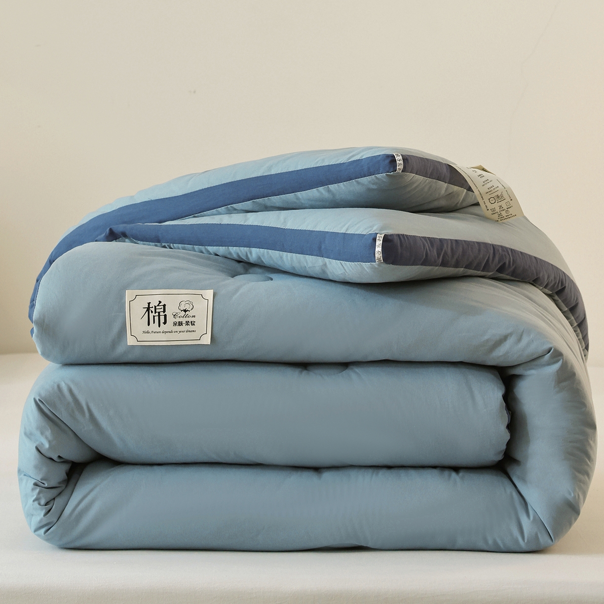 91家纺网 家纺一手货源 找家纺 雯雨家纺 2025新款100%里外全棉纯棉新疆棉花被冬被被子被芯 全棉棉花被-绅士蓝