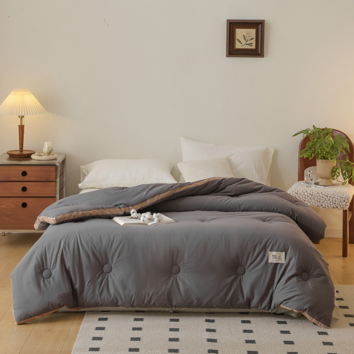 91家纺网 家纺一手货源 找家纺 雯雨家纺 2025新款100%里外全棉纯棉新疆棉花被冬被被子被芯 全棉棉花被-深灰