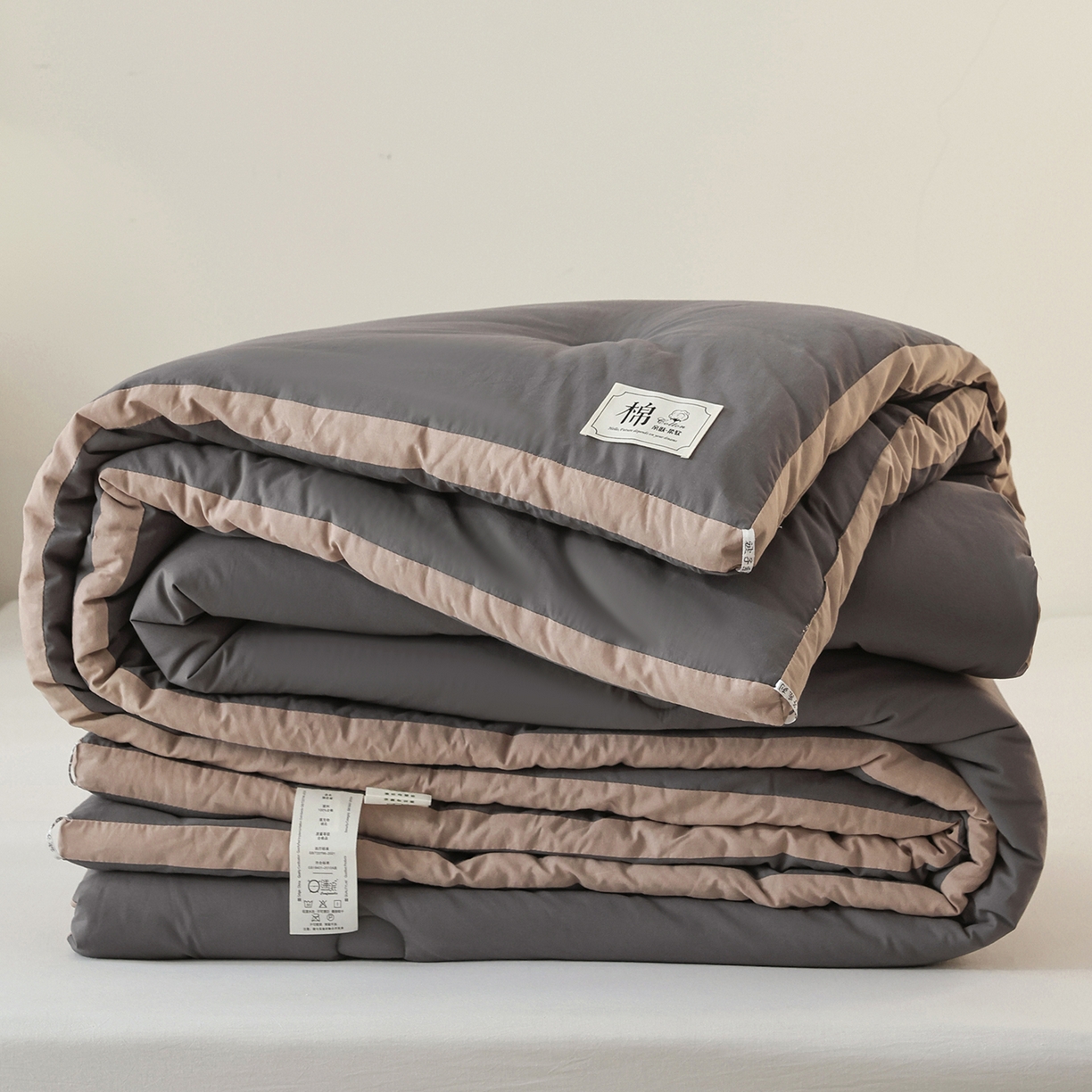 91家纺网 家纺一手货源 找家纺 雯雨家纺 2025新款100%里外全棉纯棉新疆棉花被冬被被子被芯 全棉棉花被-深灰