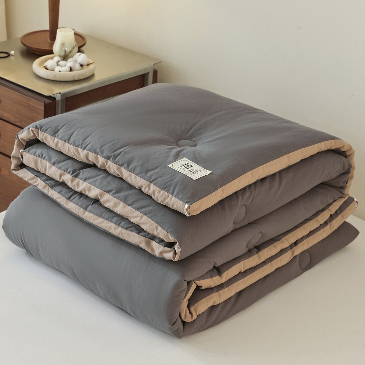 91家纺网 家纺一手货源 找家纺 雯雨家纺 2025新款100%里外全棉纯棉新疆棉花被冬被被子被芯 全棉棉花被-深灰