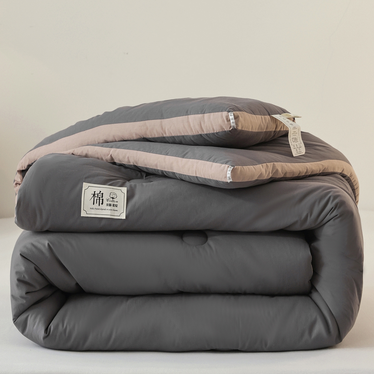 91家纺网 家纺一手货源 找家纺 雯雨家纺 2025新款100%里外全棉纯棉新疆棉花被冬被被子被芯 全棉棉花被-深灰