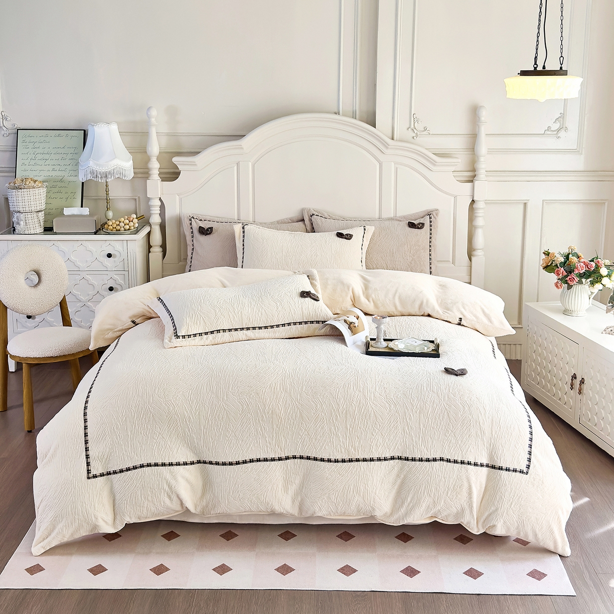 91家纺网 家纺一手货源 找家纺 出口韩国外贸款雪纺纱夏被三件套密道床盖空调被实拍图韩国被粉色