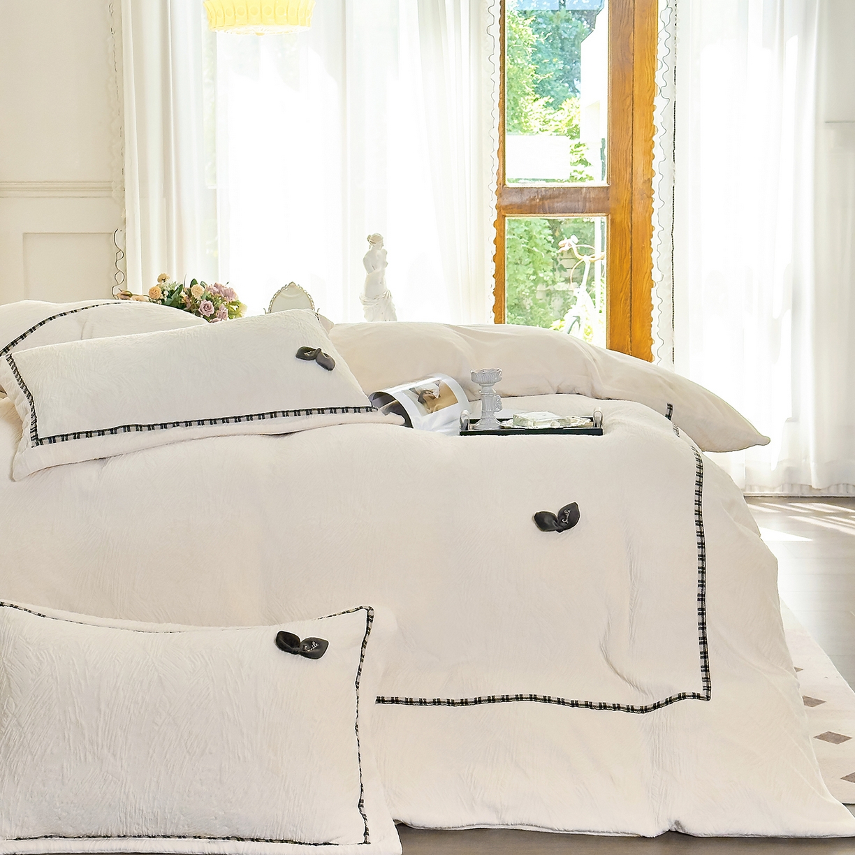 91家纺网 家纺一手货源 找家纺 （总）北纬27度 2025新款极简小轻奢牛奶绒四件套-烟雨星云