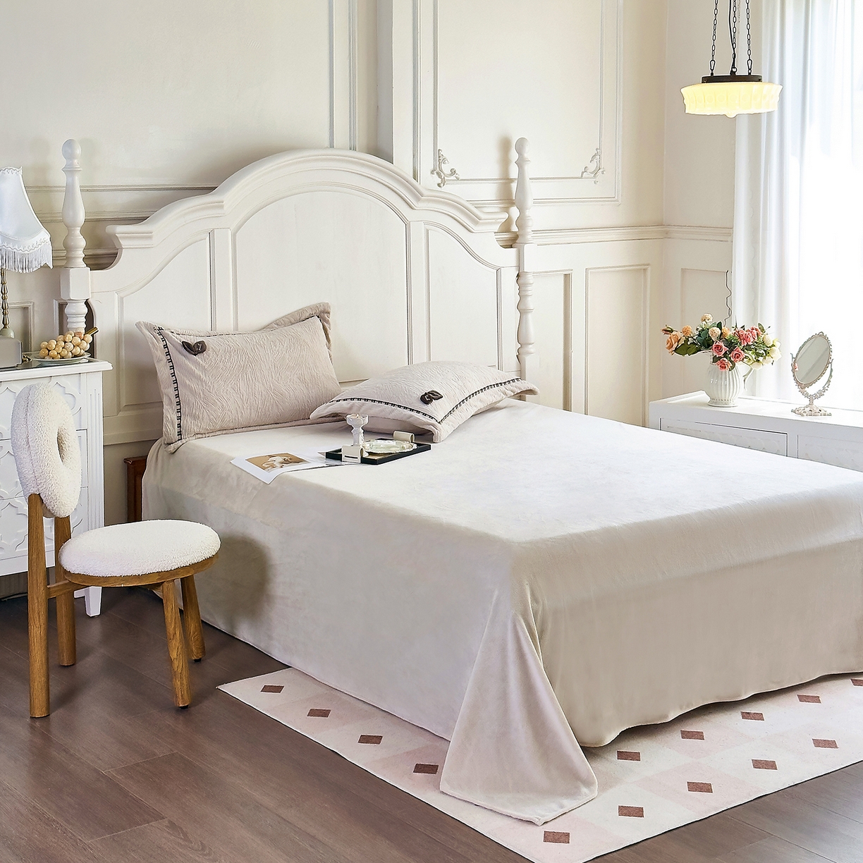 91家纺网 家纺一手货源 找家纺 北纬27度 2025新款极简小轻奢牛奶绒四件套-烟雨星云 烟雨星云-奶咖