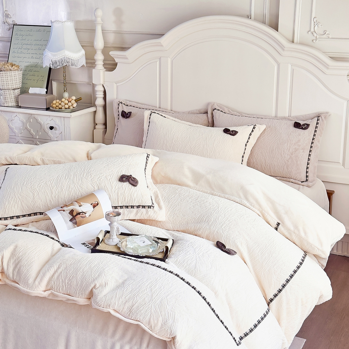 91家纺网 家纺一手货源 找家纺 （总）北纬27度 2025新款极简小轻奢牛奶绒四件套-烟雨星云