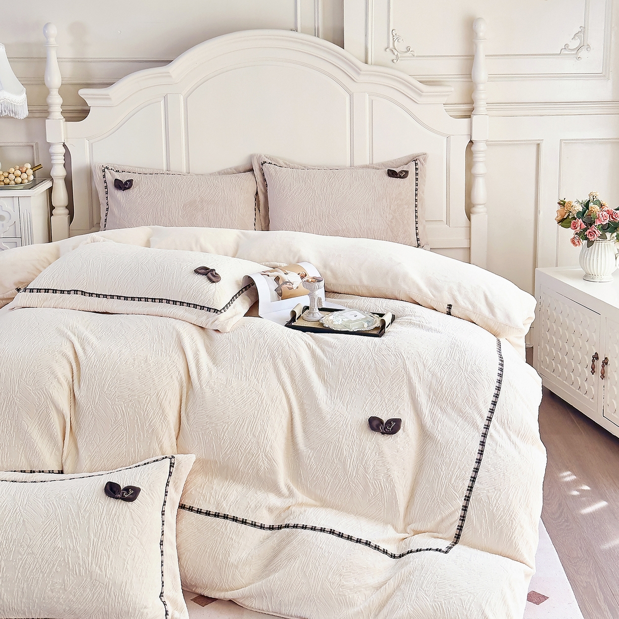 91家纺网 家纺一手货源 找家纺 （总）北纬27度 2025新款极简小轻奢牛奶绒四件套-烟雨星云