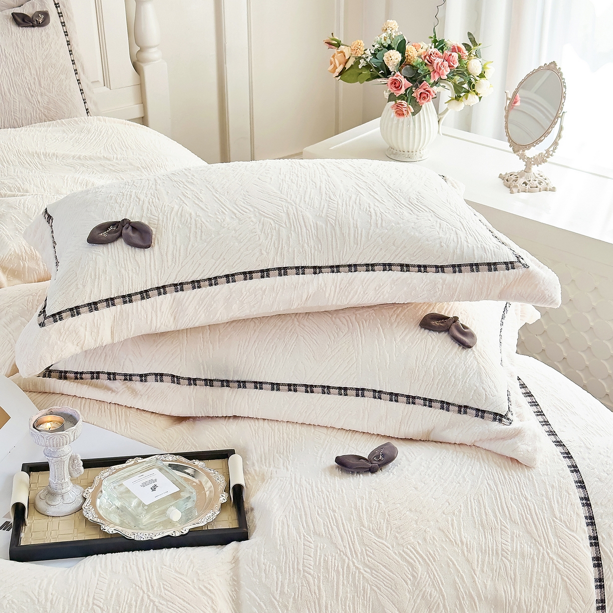 91家纺网 家纺一手货源 找家纺 （总）北纬27度 2025新款极简小轻奢牛奶绒四件套-烟雨星云