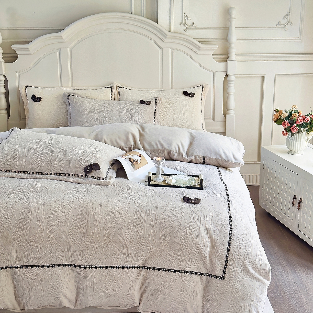 91家纺网 家纺一手货源 找家纺 北纬27度 2025新款极简小轻奢牛奶绒四件套-烟雨星云 烟雨星云-奶咖