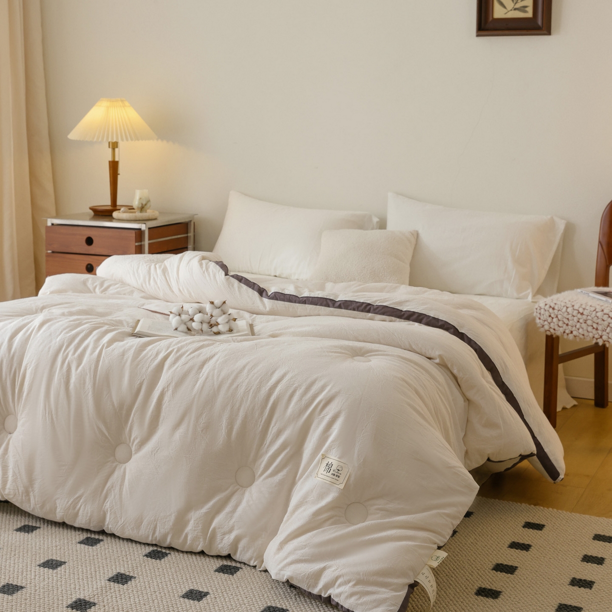 91家纺网 家纺一手货源 找家纺 雯雨家纺 2025新款里外全棉新疆棉花被被子被芯 本白