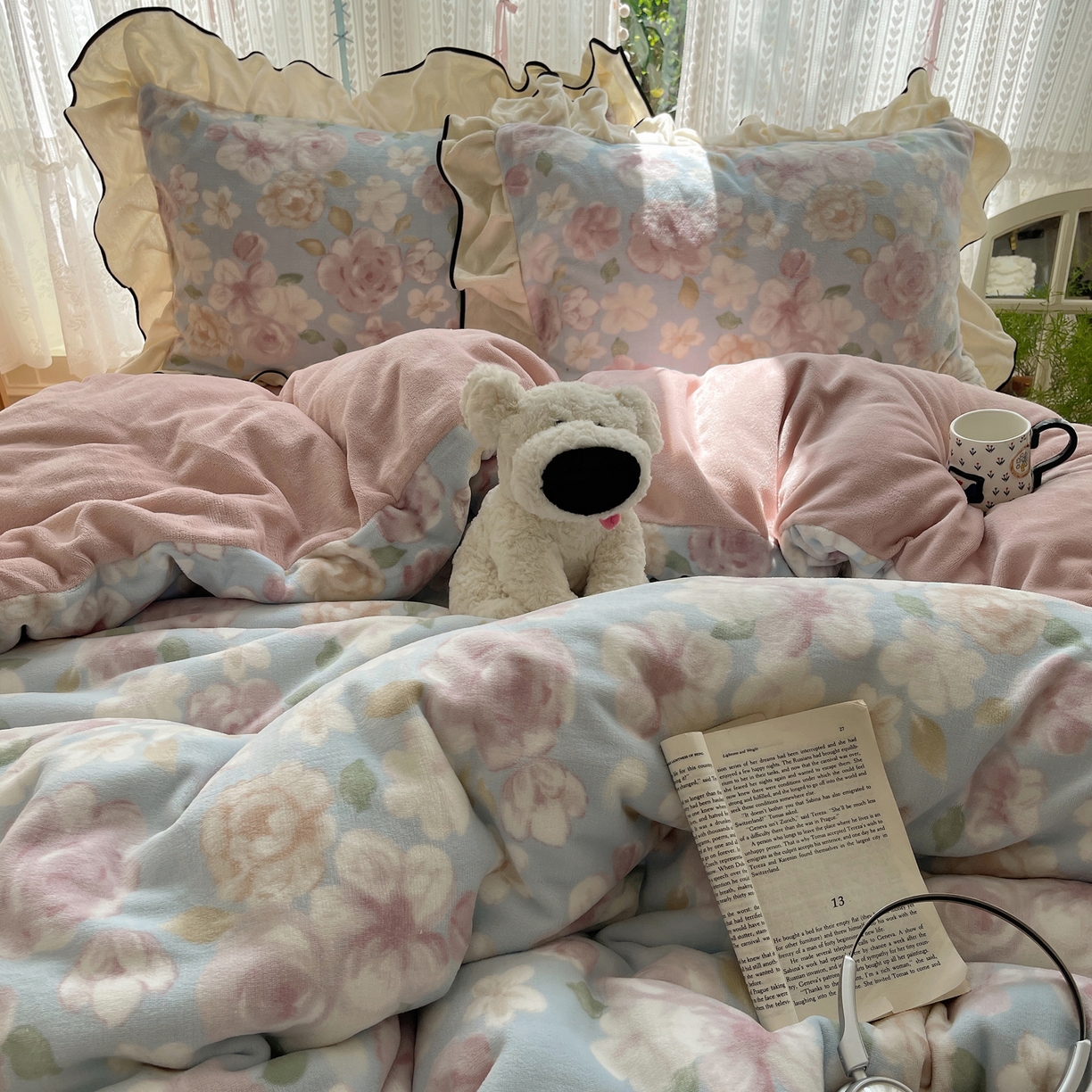 91家纺网 家纺一手货源 找家纺 （总）桃子家居 2025新款A类法式复古碎花牛奶绒韩版花边工艺加厚牛奶绒四件套