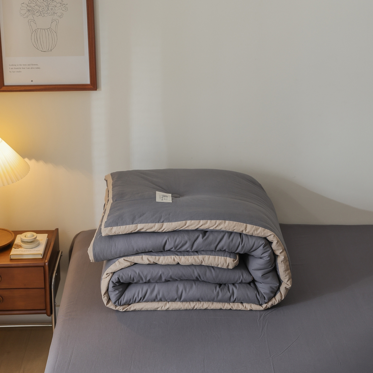 91家纺网 家纺一手货源 找家纺 雯雨家纺 2025新款里外全棉新疆棉花被被子被芯 高级灰