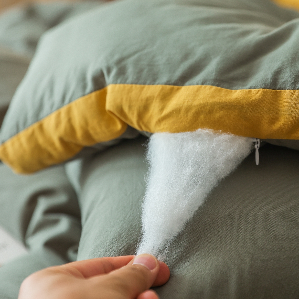 91家纺网 家纺一手货源 找家纺 雯雨家纺 2025新款里外全棉新疆棉花被被子被芯 军绿黄