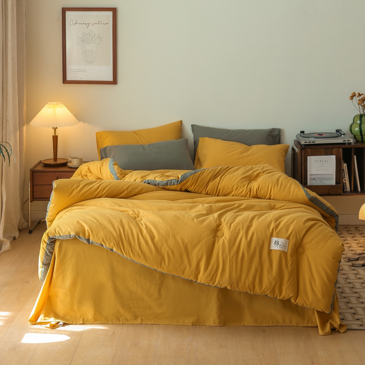 91家纺网 家纺一手货源 找家纺 雯雨家纺 2025新款里外全棉新疆棉花被被子被芯 鸣亮黄