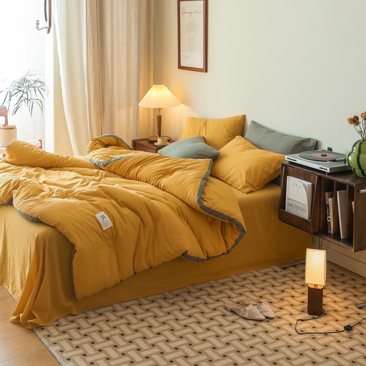 91家纺网 家纺一手货源 找家纺 雯雨家纺 2025新款里外全棉新疆棉花被被子被芯 鸣亮黄