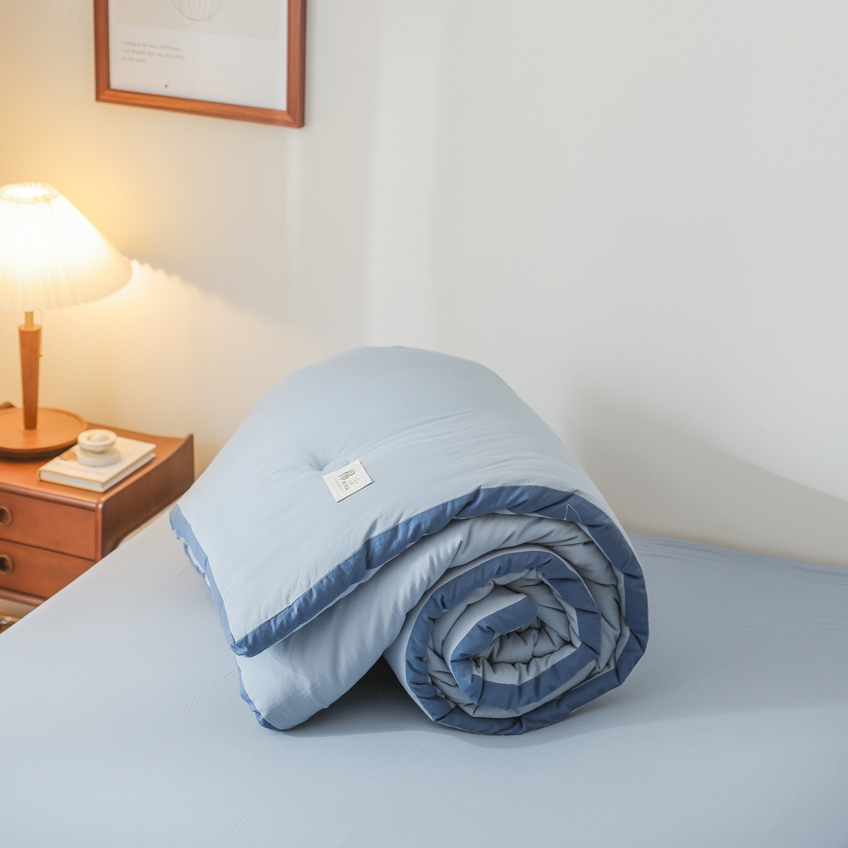 91家纺网 家纺一手货源 找家纺 雯雨家纺 2025新款里外全棉新疆棉花被被子被芯 轻奢蓝