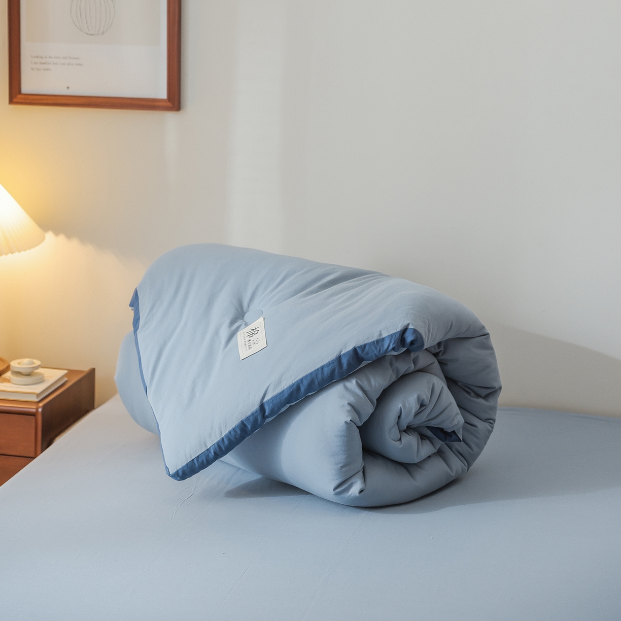 91家纺网 家纺一手货源 找家纺 雯雨家纺 2025新款里外全棉新疆棉花被被子被芯 轻奢蓝