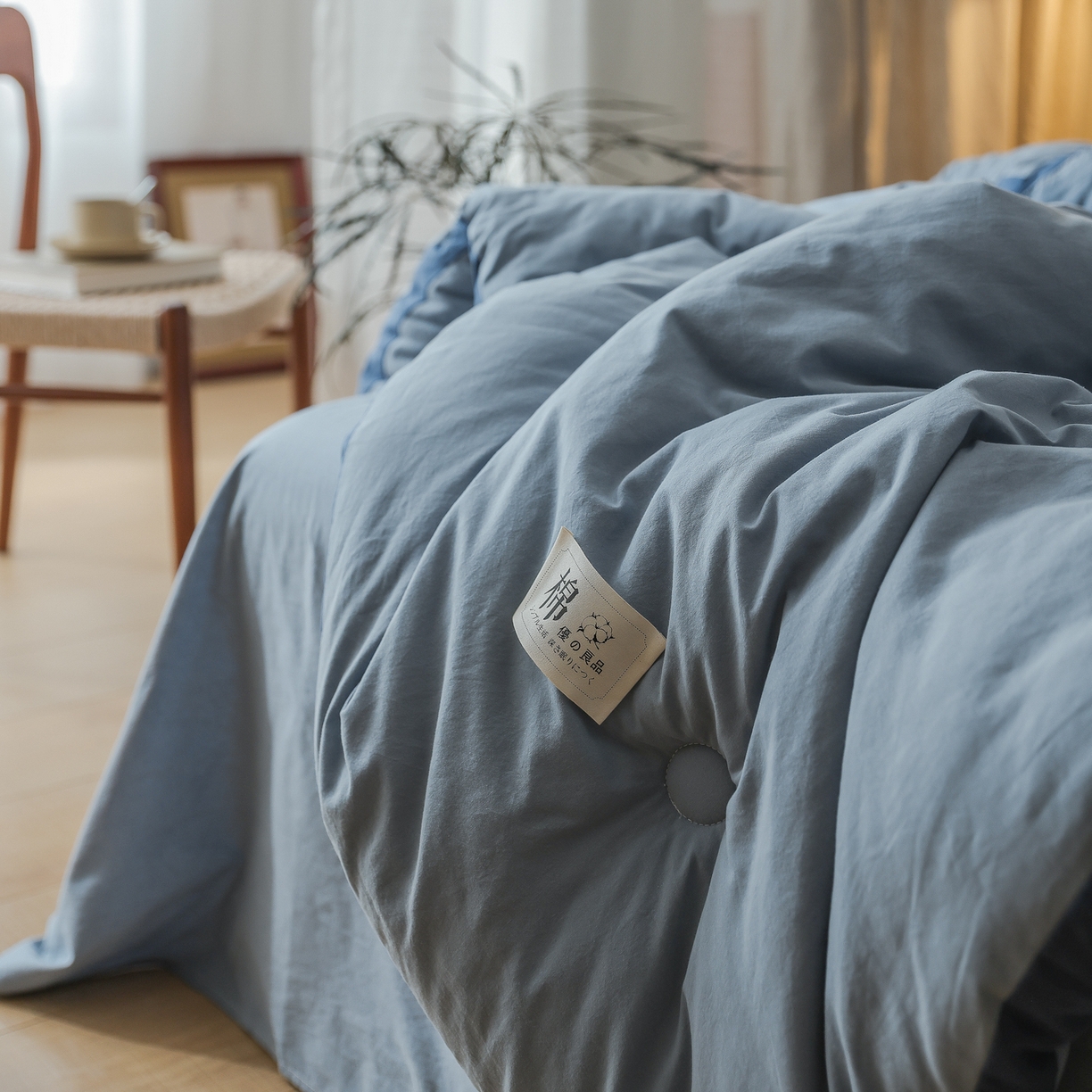 91家纺网 家纺一手货源 找家纺 雯雨家纺 2025新款里外全棉新疆棉花被被子被芯 轻奢蓝