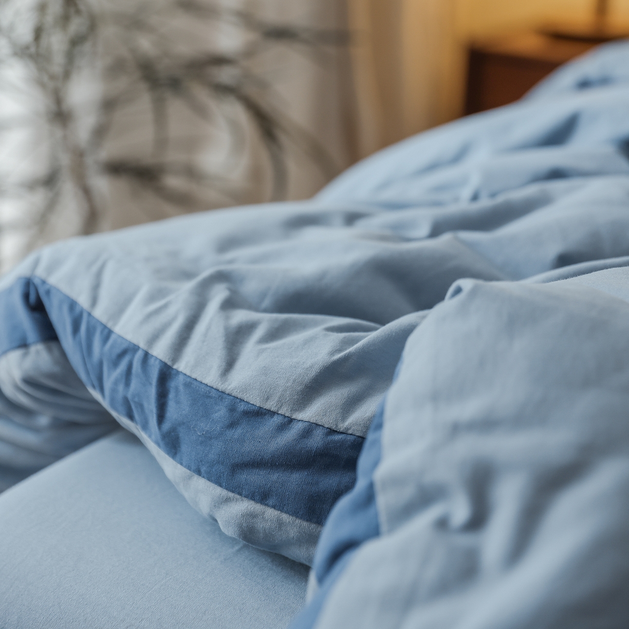 91家纺网 家纺一手货源 找家纺 雯雨家纺 2025新款里外全棉新疆棉花被被子被芯 轻奢蓝