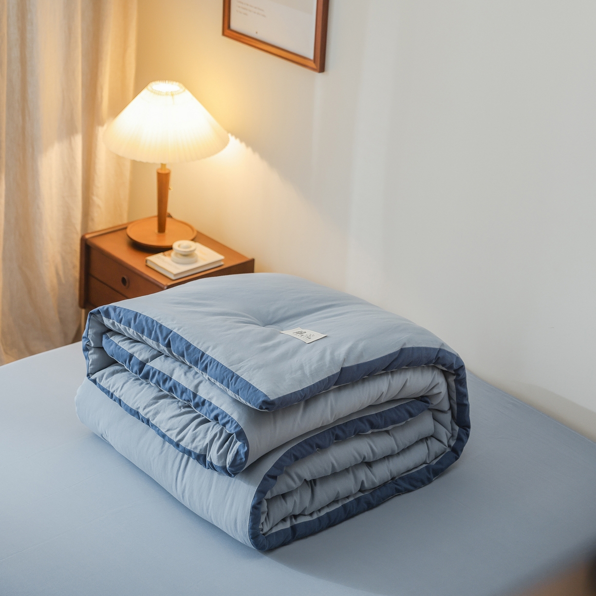 91家纺网 家纺一手货源 找家纺 雯雨家纺 2025新款里外全棉新疆棉花被被子被芯 轻奢蓝