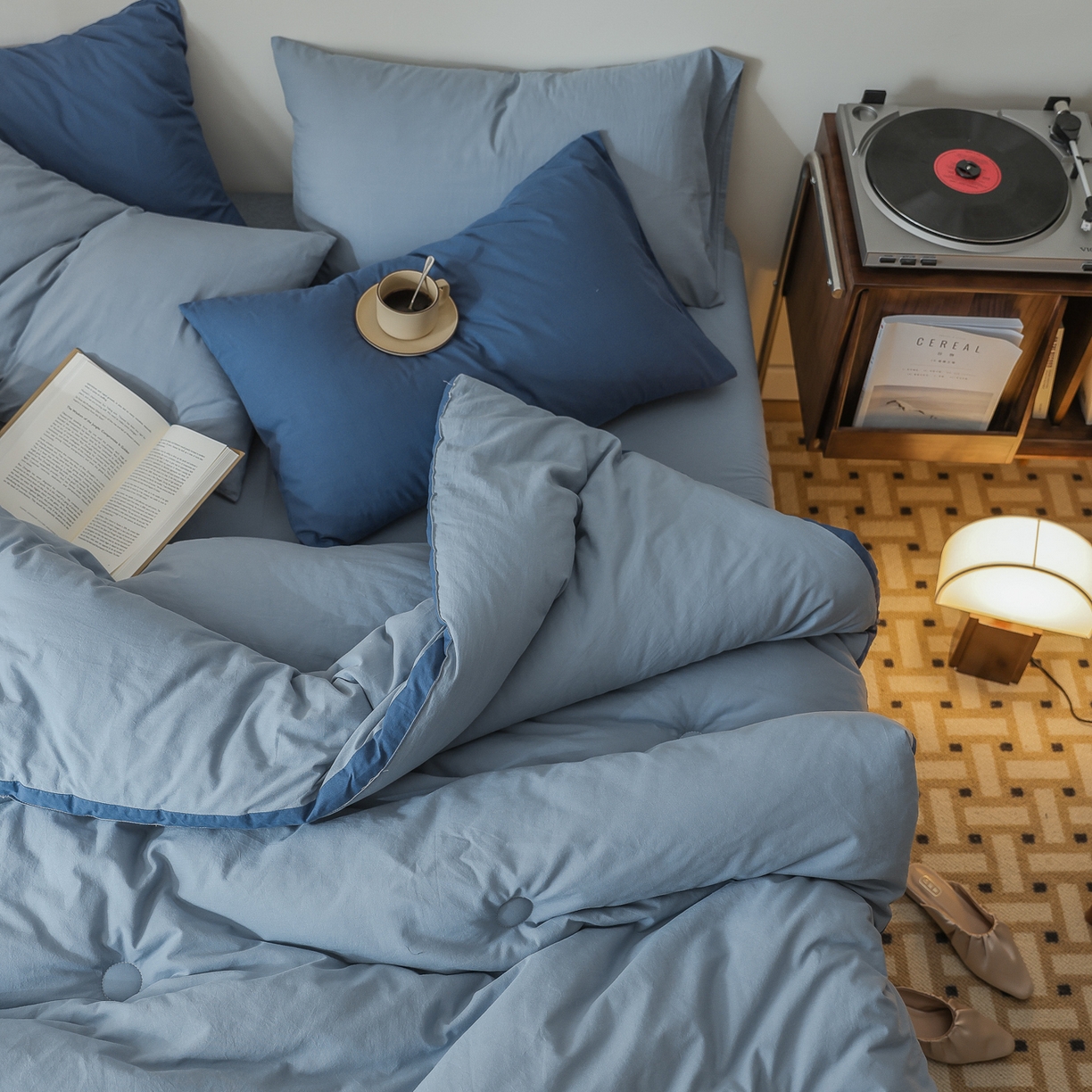 91家纺网 家纺一手货源 找家纺 雯雨家纺 2025新款里外全棉新疆棉花被被子被芯 轻奢蓝