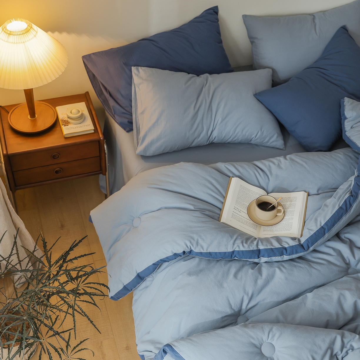 91家纺网 家纺一手货源 找家纺 雯雨家纺 2025新款里外全棉新疆棉花被被子被芯 轻奢蓝