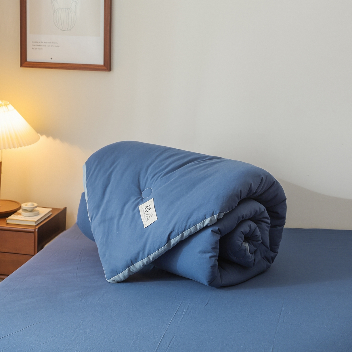 91家纺网 家纺一手货源 找家纺 雯雨家纺 2025新款里外全棉新疆棉花被被子被芯 深蓝