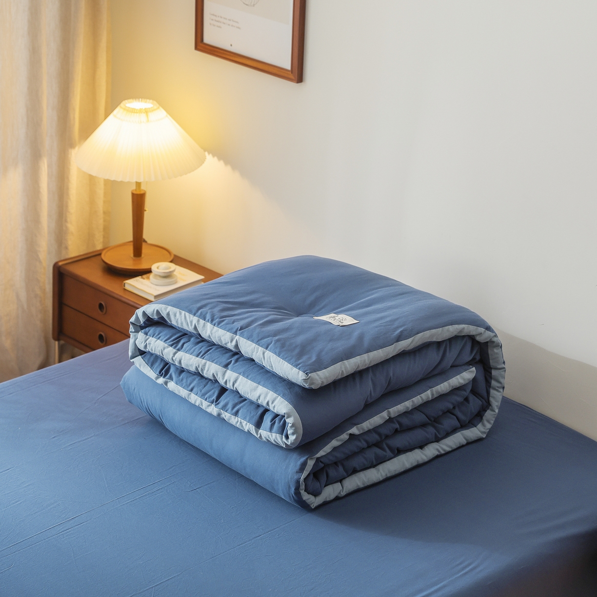 91家纺网 家纺一手货源 找家纺 雯雨家纺 2025新款里外全棉新疆棉花被被子被芯 深蓝