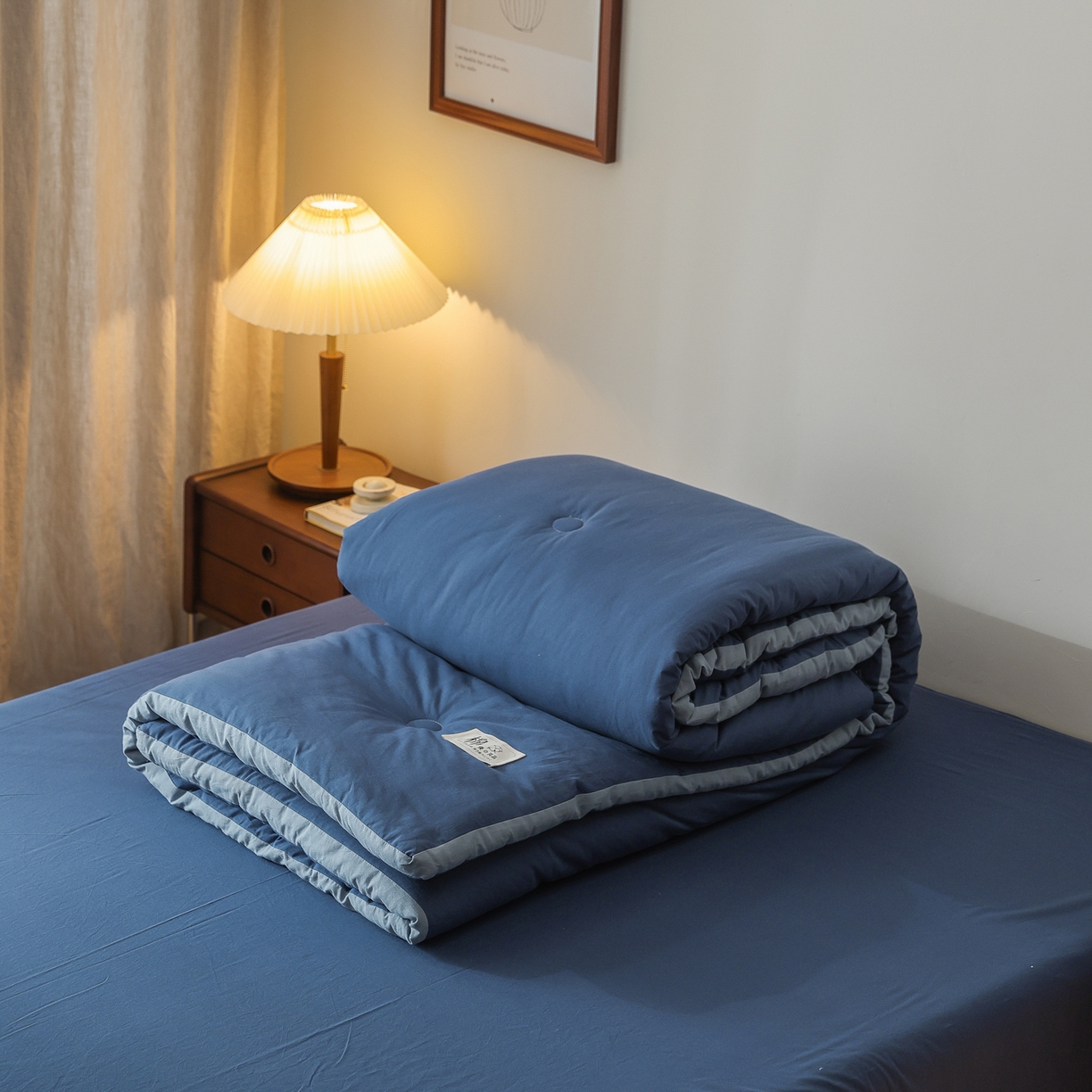 91家纺网 家纺一手货源 找家纺 雯雨家纺 2025新款里外全棉新疆棉花被被子被芯 深蓝