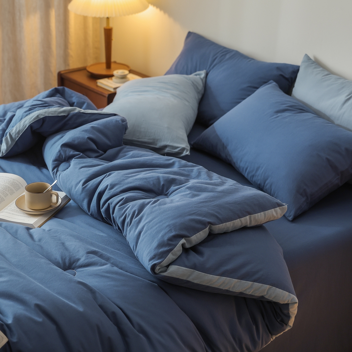 91家纺网 家纺一手货源 找家纺 雯雨家纺 2025新款里外全棉新疆棉花被被子被芯 深蓝