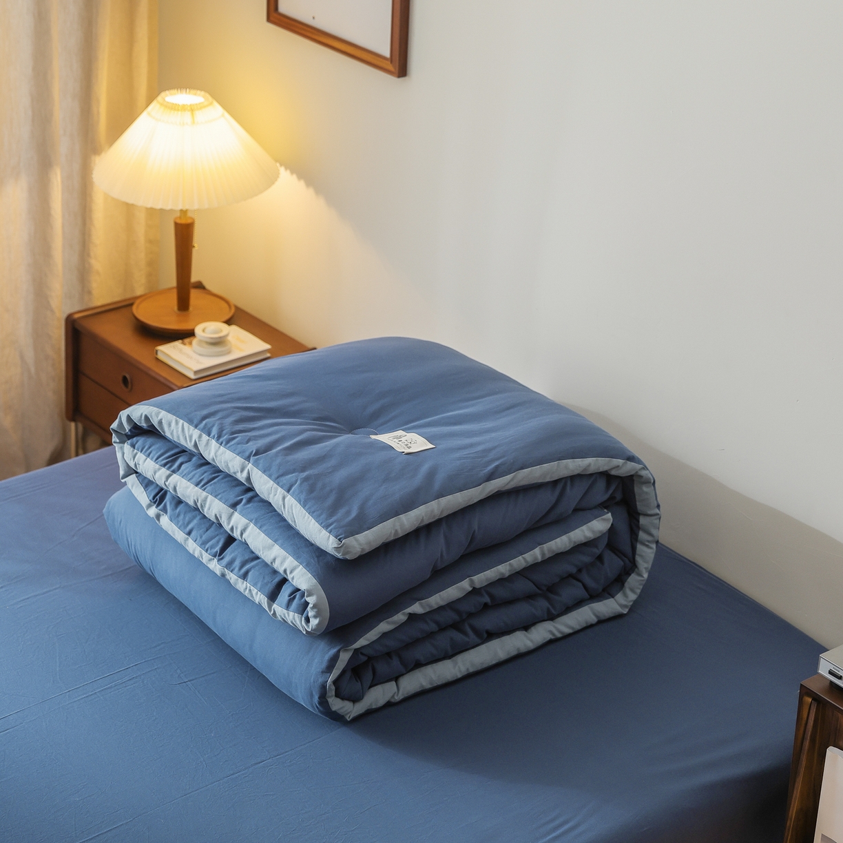 91家纺网 家纺一手货源 找家纺 雯雨家纺 2025新款里外全棉新疆棉花被被子被芯 深蓝