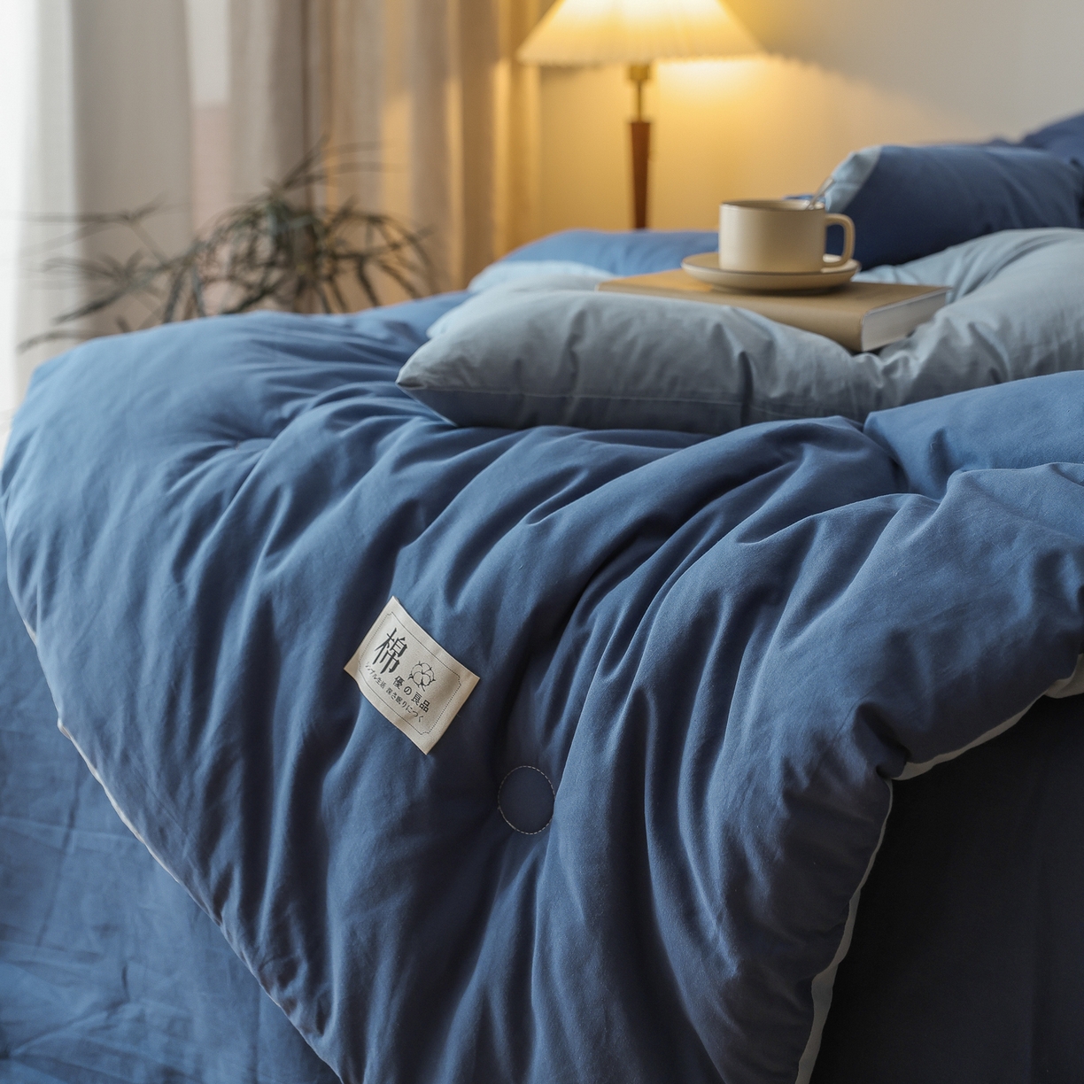 91家纺网 家纺一手货源 找家纺 雯雨家纺 2025新款里外全棉新疆棉花被被子被芯 深蓝