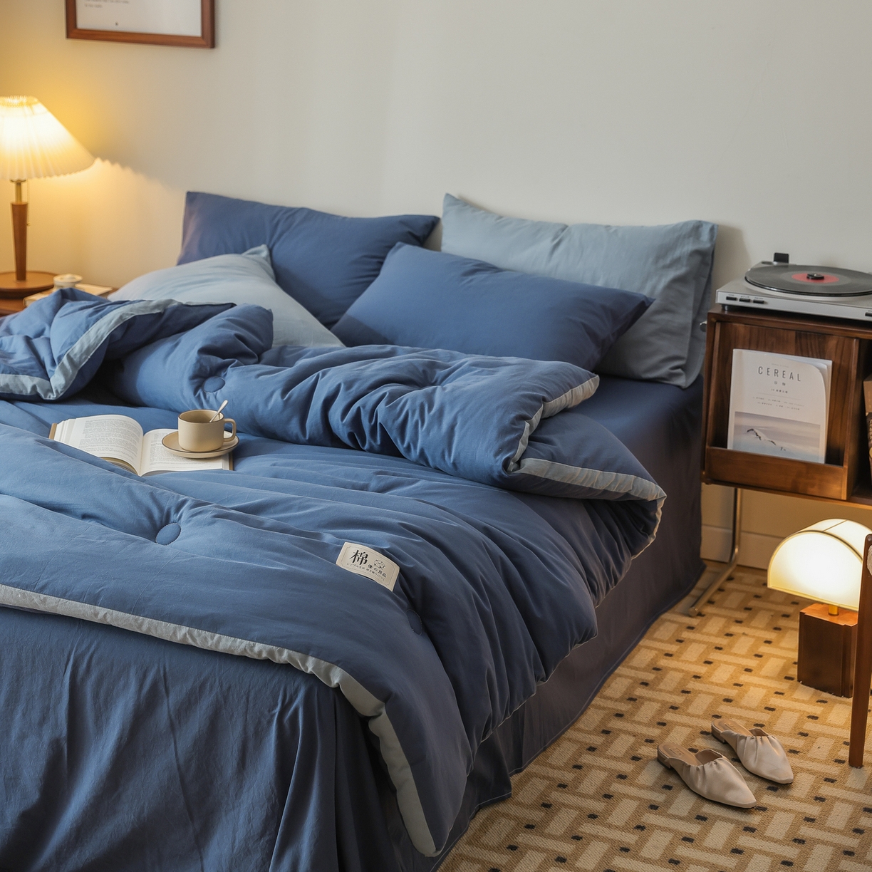 91家纺网 家纺一手货源 找家纺 雯雨家纺 2025新款里外全棉新疆棉花被被子被芯 深蓝