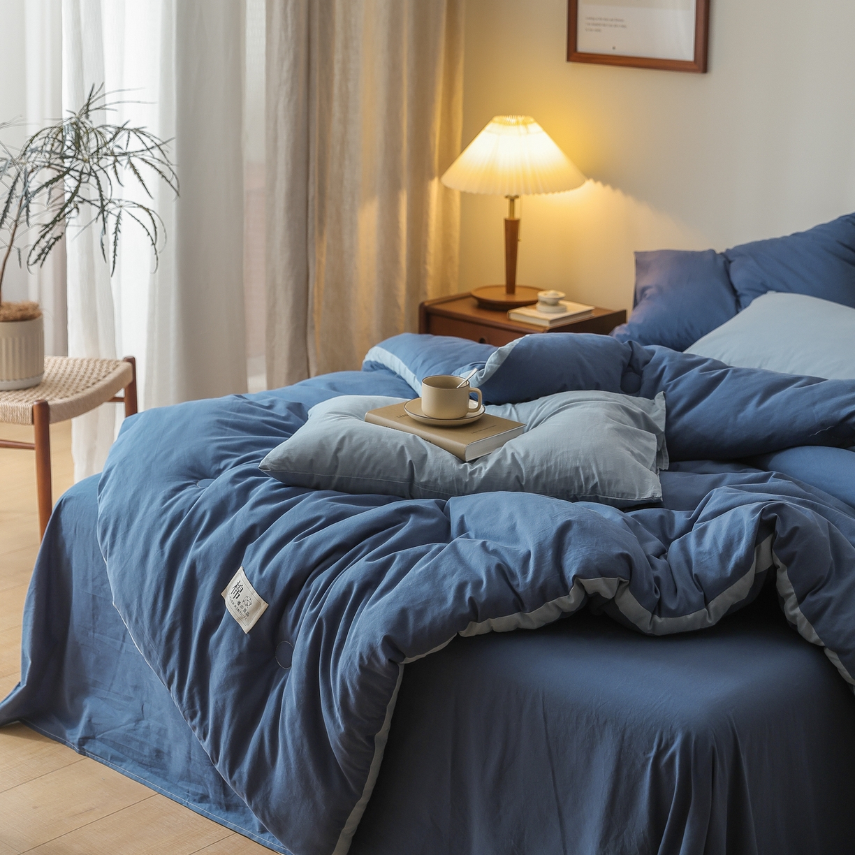 91家纺网 家纺一手货源 找家纺 雯雨家纺 2025新款里外全棉新疆棉花被被子被芯 深蓝