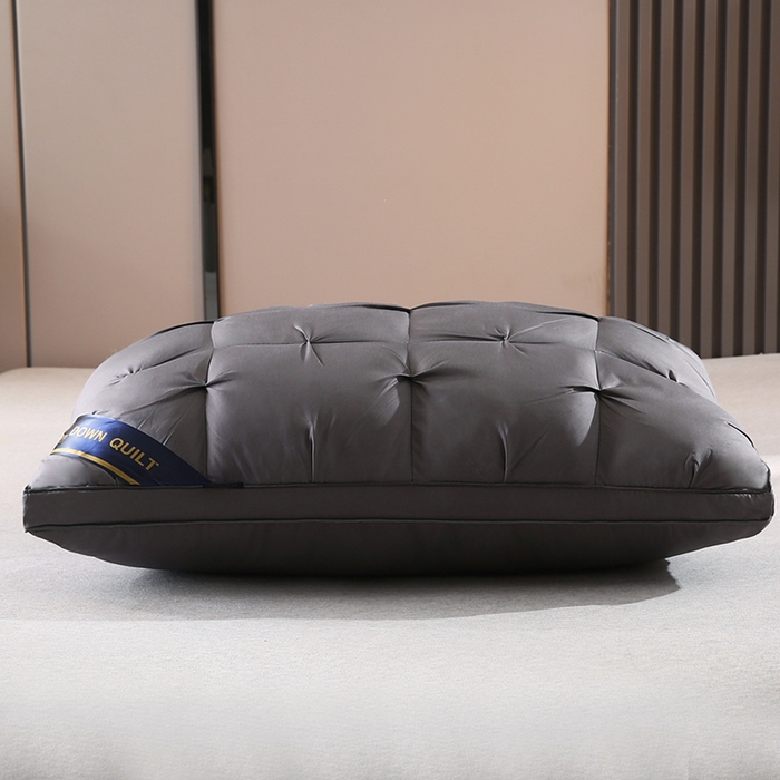 91家纺网 家纺一手货源 找家纺 金牛枕芯 2025新款希尔顿星级酒店扭花枕头成人单边48×74枕头枕芯 星级酒店枕-深灰