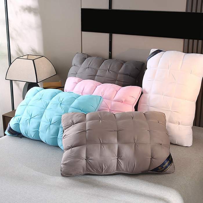 91家纺网 家纺一手货源 找家纺 金牛枕芯 2025新款希尔顿星级酒店扭花枕头成人单边48×74枕头枕芯 星级酒店枕-浅灰