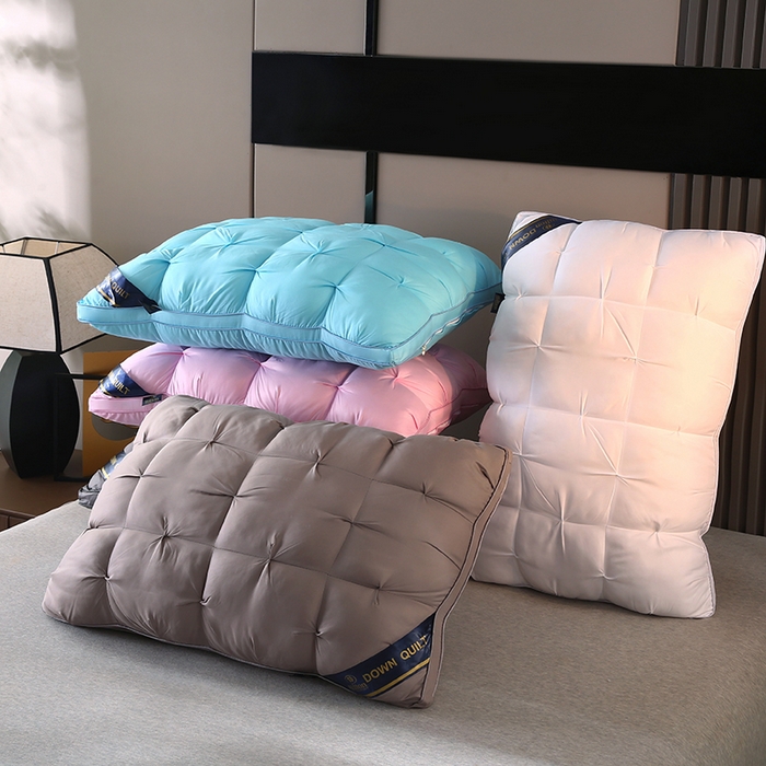 91家纺网 家纺一手货源 找家纺 金牛枕芯 2025新款希尔顿星级酒店扭花枕头成人单边48×74枕头枕芯 星级酒店枕-蓝色