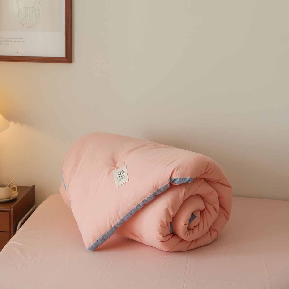 91家纺网 家纺一手货源 找家纺 雯雨家纺 2025新款里外全棉新疆棉花被被子被芯 文艺粉